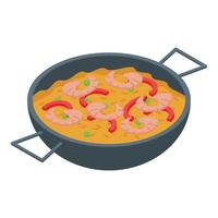 vecteur isométrique d'icône de paella d'espagne. nourriture espagnole