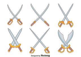 Des vecteurs d'épée croisés dessinés à la main vecteur