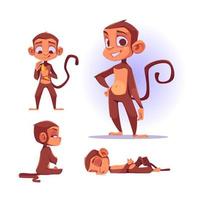 personnage de singe mignon dans différentes poses vecteur