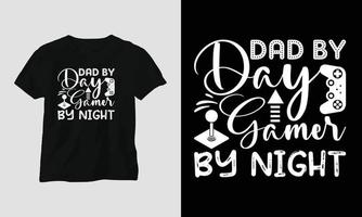 papa le jour gamer la nuit - conception de t-shirt et de vêtements svg de jeu vecteur