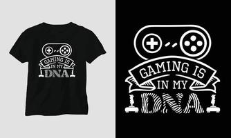 le jeu est dans mon ADN - conception de t-shirt et de vêtements svg de jeu vecteur