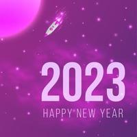 conception de modèle violet nouvel an 2023 pour les médias sociaux, bannière, affiche vecteur