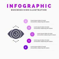 test oculaire recherche science solide icône infographie 5 étapes présentation fond vecteur