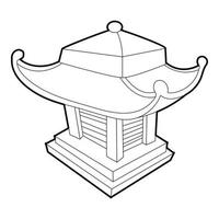 icône de pagode asiatique, style de contour vecteur