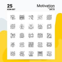 25 motivation icon set 100 eps modifiables 10 fichiers business logo concept idées ligne icône design vecteur