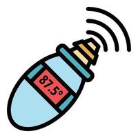 vecteur de contour couleur icône thermomètre sans contact