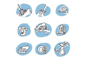 Icônes Doodled About Cleaning vecteur