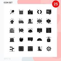 groupe de 25 glyphes solides modernes définis pour la vitesse fret droit flèches gauche éléments de conception vectoriels modifiables vecteur