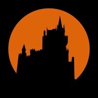 conception de vecteur de silhouette de château avec la pleine lune