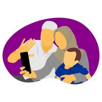 illustration vectorielle d'une famille prenant un selfie vecteur