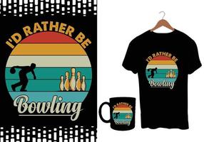 conception de tshirt boule de bowling vecteur