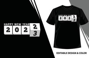 bonne année 2023, illustration pour les impressions sur le t-shirt, conception de t-shirt bonne année 2023 pour l'impression, graphique de t-shirt 2023 vecteur
