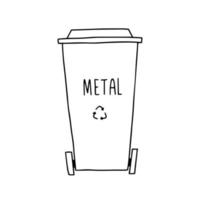 poubelle peut doodle vecteur. illustration de recyclage de poubelle vecteur