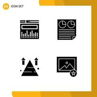 4 signes de glyphe solides universels symboles d'analyse de la tarte aux données terrestres succès éléments de conception vectoriels modifiables vecteur