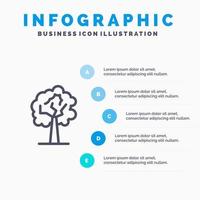 icône de ligne de croissance des plantes d'arbres avec fond d'infographie de présentation en 5 étapes vecteur