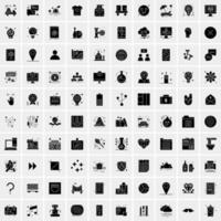 ensemble de 100 icônes de glyphes solides d'affaires vecteur