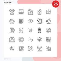 pack d'icônes vectorielles stock de 25 signes et symboles de ligne pour passeport internet carte d'identité scolaire éléments de conception vectoriels modifiables vecteur