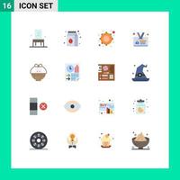 ensemble de 16 symboles d'icônes d'interface utilisateur modernes signes pour bébé panier instrument carte d'identité employé modifiable pack d'éléments de conception de vecteur créatif