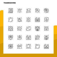 ensemble d'icônes de ligne de thanksgiving ensemble de 25 icônes conception de style minimalisme vectoriel icônes noires définies pack de pictogrammes linéaires