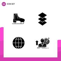 ensemble d'icônes de glyphe pack de 4 icônes solides isolées sur fond blanc pour la conception de sites Web réactifs impression et applications mobiles fond vectoriel d'icône noire créative