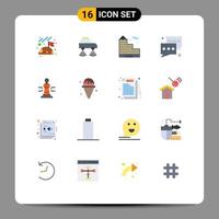 pack de 16 signes et symboles de couleurs plates modernes pour les supports d'impression Web tels que le jeu de conversation, le message de construction, le chat, pack modifiable d'éléments de conception vectoriels créatifs vecteur