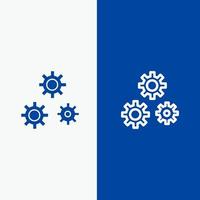 configuration engrenages préférences service ligne et glyphe icône solide bannière bleue ligne et glyphe icône solide bannière bleue vecteur