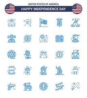 usa joyeux jour de l'indépendance ensemble de pictogrammes de 25 blues simples de tente usa américain boule américaine modifiable éléments de conception vectorielle usa day vecteur
