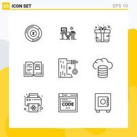 symboles d'icônes universels groupe de 9 contours modernes de salle de connaissances de vacances éducation présente des éléments de conception vectoriels modifiables vecteur