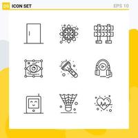 aperçu de l'interface mobile ensemble de 9 pictogrammes d'éléments de conception vectoriels modifiables de conception de barricade de vue de lumière vecteur
