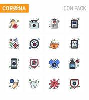 25 ensemble d'icônes d'urgence de coronavirus conception bleue telle que la maladie signe de santé liste des dossiers cliniques coronavirus viral 2019nov éléments de conception de vecteur de maladie