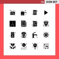 pack de 16 glyphes solides créatifs de composants de conception coordonne l'espace éléments de conception vectoriels modifiables vecteur