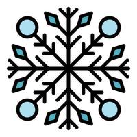 vecteur de contour couleur icône flocon de neige nouvel an