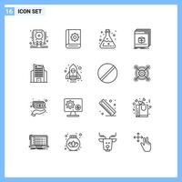ensemble de 16 symboles d'icônes d'interface utilisateur modernes signes pour le logiciel de service d'application de fichier acide éléments de conception vectoriels modifiables vecteur