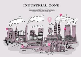 Illustration vectorielle de griffonnage de la fumée de la zone industrielle vecteur