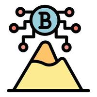 blockchain montagne icône couleur contour vecteur