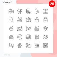 ensemble de 25 lignes vectorielles sur la grille pour les ordinateurs matériels serveur cloud ajouter des éléments de conception vectoriels modifiables sal vecteur