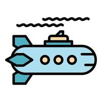 vecteur de contour de couleur d'icône de sous-marin d'arme
