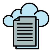 fichiers et vecteur de contour de couleur d'icône de stockage en nuage