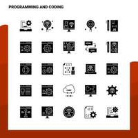 25 jeu d'icônes de programmation et de codage modèle d'illustration vectorielle d'icône de glyphe solide pour des idées web et mobiles pour une entreprise vecteur