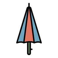 icône de parapluie de plage plié vecteur de contour de couleur