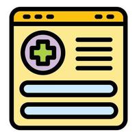 vecteur de contour couleur icône carte médicale en ligne