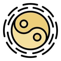 vecteur de contour de couleur icône yin yang