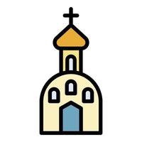 petite église de jésus vecteur de contour de couleur d'icône