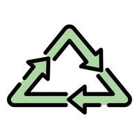 vecteur de contour couleur icône triangle de recyclage