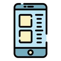 vecteur de contour couleur icône dépendance smartphone