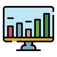 vecteur de contour de couleur d'icône de graphique en ligne de finance