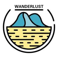 logo Wanderlust, style de contour vecteur