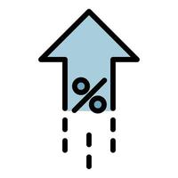 taux de location pour cent vers le haut vecteur de contour de couleur d'icône
