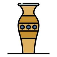 vecteur de contour de couleur d'icône de vase antique