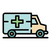 vecteur de contour de couleur d'icône de transport d'ambulance